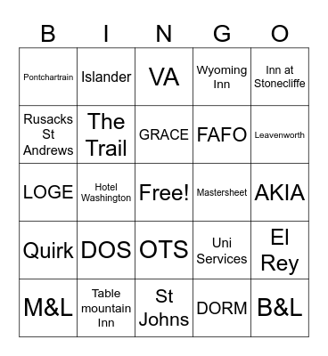 GRACE Bingo Card