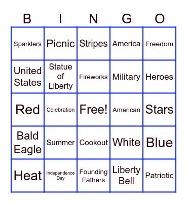 July Bingo Card