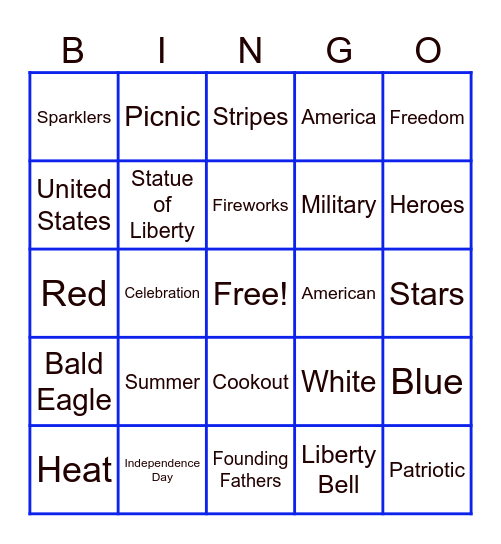 July Bingo Card