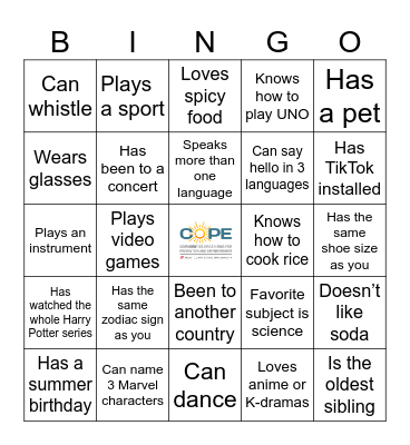 Find someone who... Bingo Card
