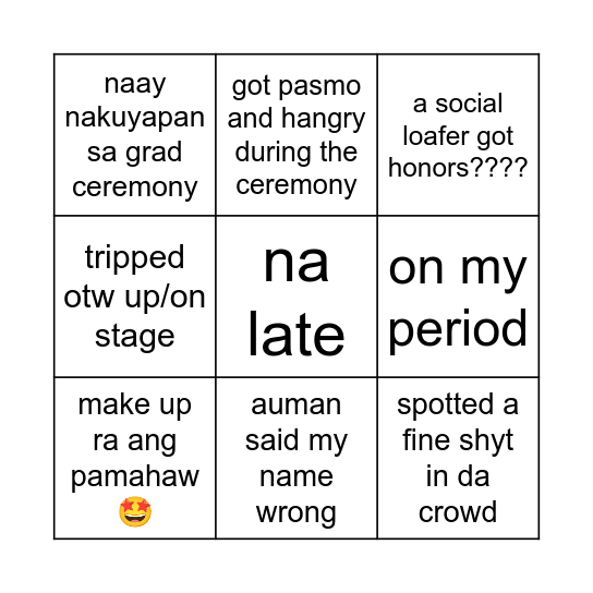 crackette grad bingo 👩‍🎓 Bingo Card