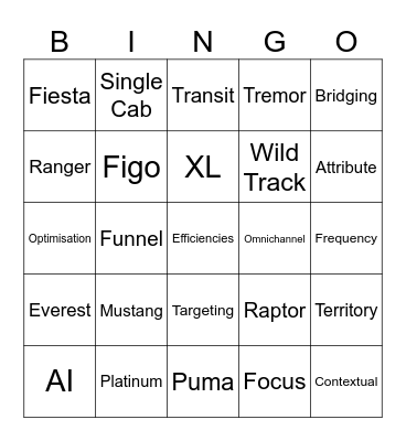 Ford Programmatic Bingo Card