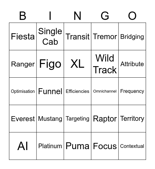 Ford Programmatic Bingo Card