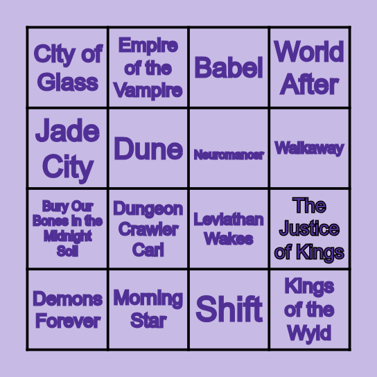 Summer Big Book TBR Bingo Card