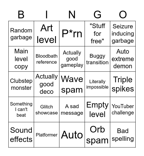 Recent tab Bingo Card