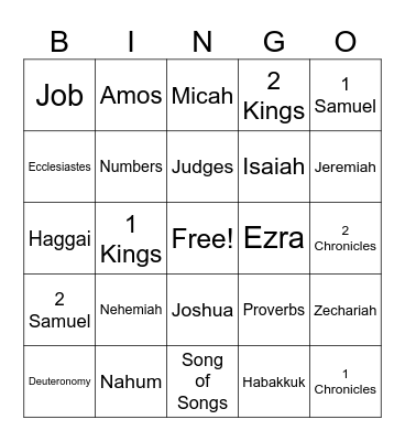 Old Testament Books of the Bible Bingo Card