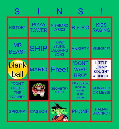 TRASH Bingo Card