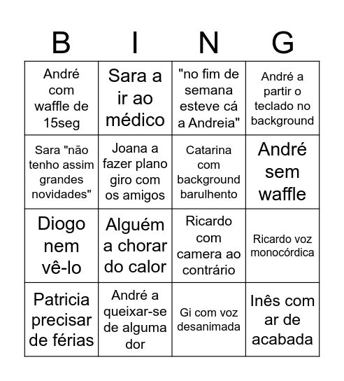 Waffle Bingo Card