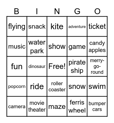 FUN PLACES Bingo Card
