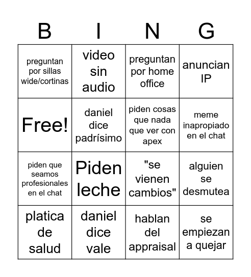 mdc junio Bingo Card