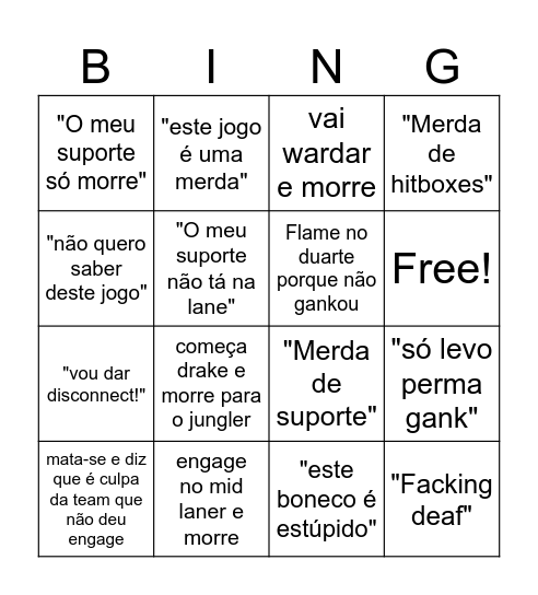 THrix bingo Card