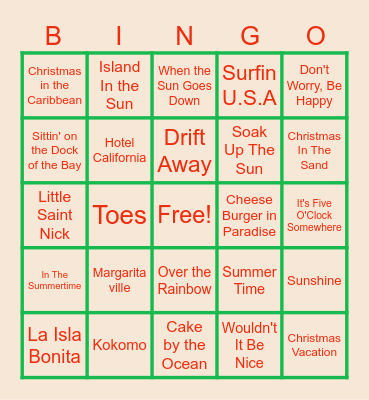 Christmas in July Bingo Card