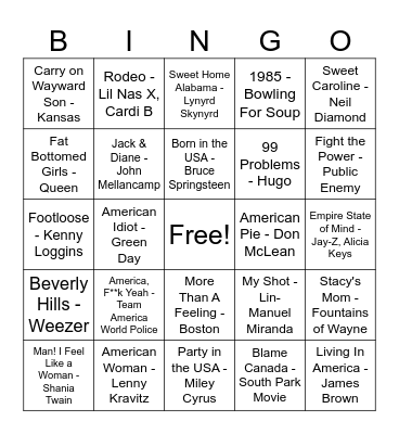 Merica Bingo Card