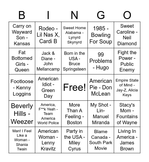 Merica Bingo Card