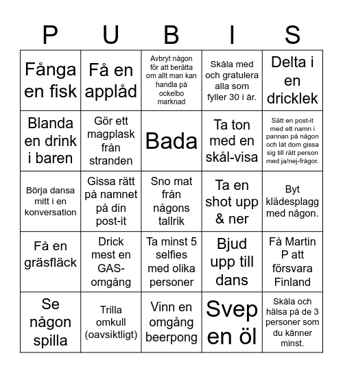 OCKELBO Bingo Card