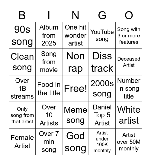 The Vibe Room Bingo Card