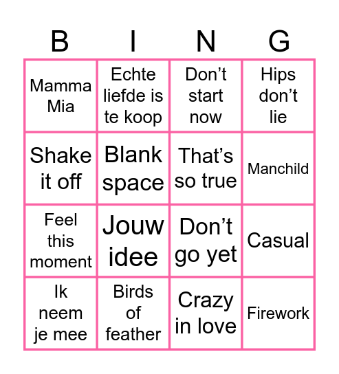 Ronde 2 Bingo Card
