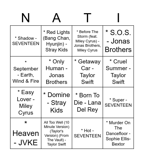 Nati bingo Card