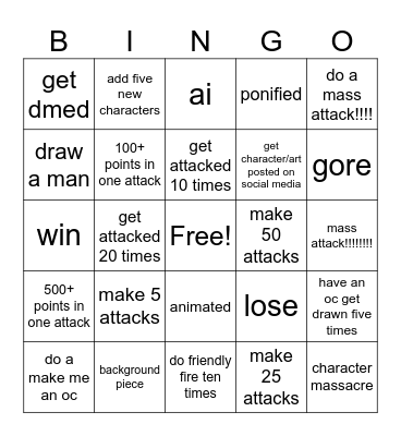 art fight bingo :3 Bingo Card