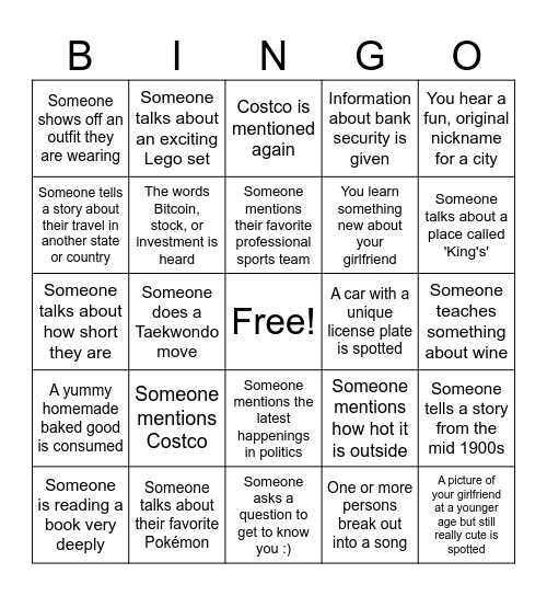Will's SeaTown Adventure Bingo Card