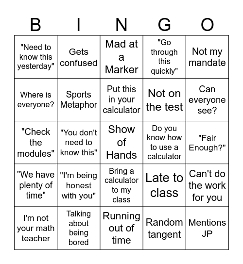 Brian Bingo Card