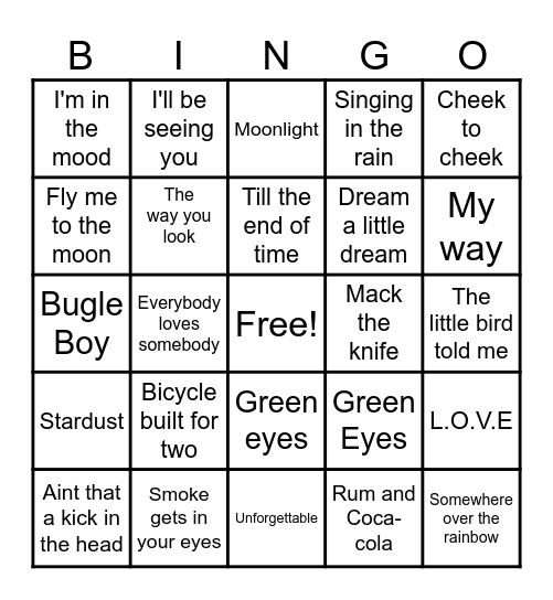 Musical BINGO Card