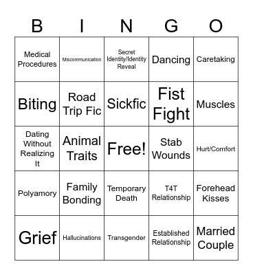 Bodyslide Bingo SFW Bingo Card
