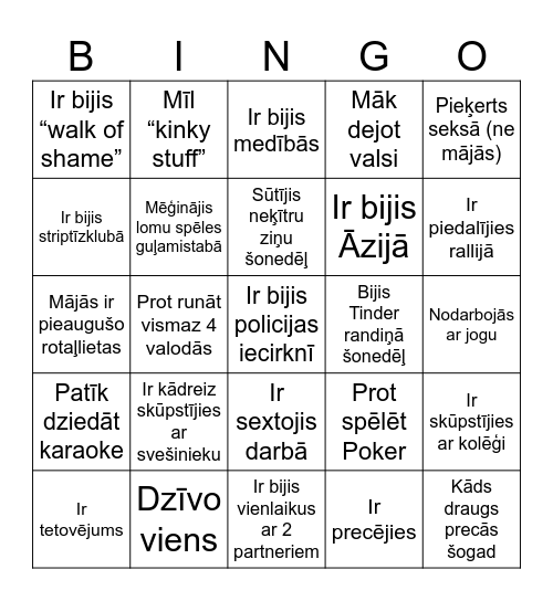 DZINDZEĻA VECPUIŠNIEKS Bingo Card