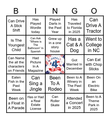 4TH OF JULY BINGO 2025 Bingo Card