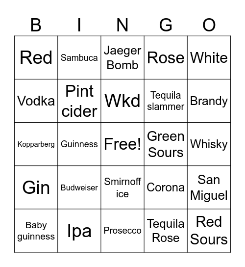 Hen party bingo wings Bingo Card