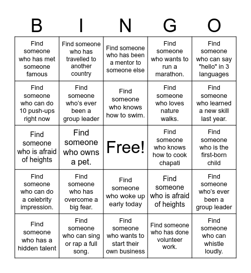 xCan? iCan! 2025 Human Bingo Card