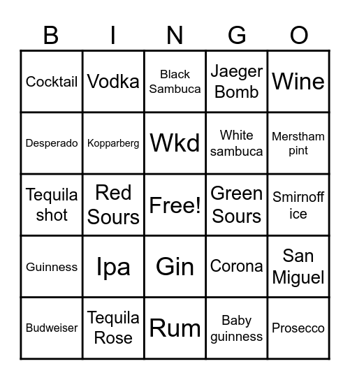 Hen party bingo wings Bingo Card