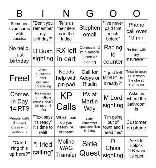 1173 BINGO Card