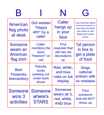 Star Spangled Bingo Card