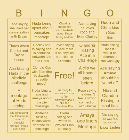 Movie Night LIS7 Bingo Card