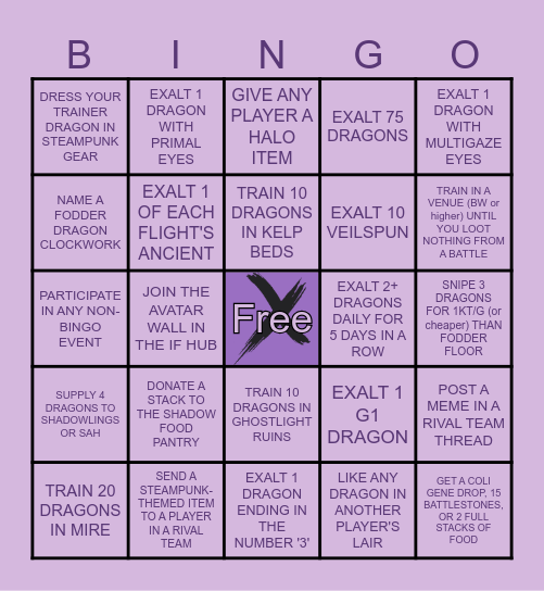 Steampunk Switchup Bingo Card