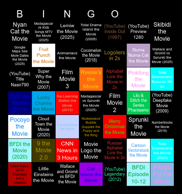 Super Genres Movies Anywhere (1-1000) Super Subscription Bingo Card