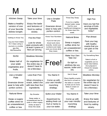 Mindful Munch Bingo Card