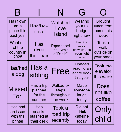 VITAS Bingo Card