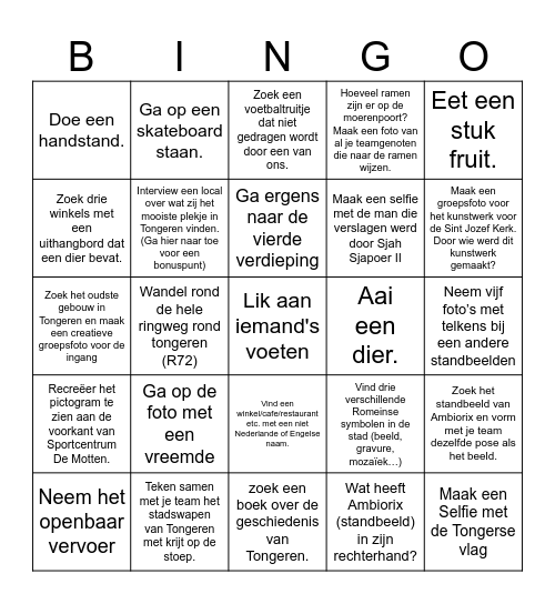 TONGEREN BINGO Card