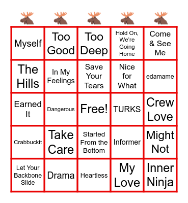 Canadian Hip-Hop & RNB Bingo Card
