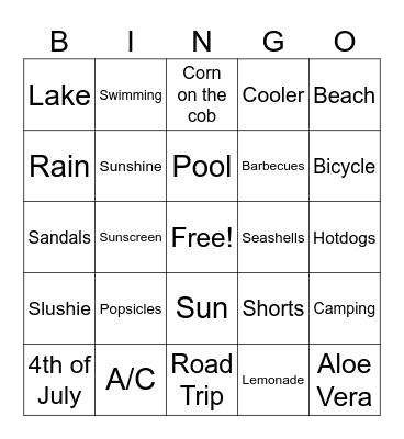 In Summer! Bingo Card