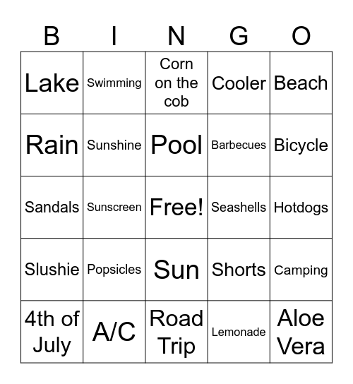 In Summer! Bingo Card