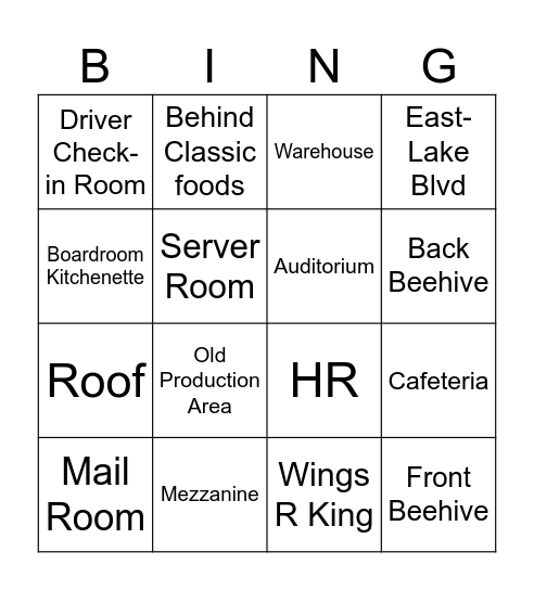 Liam's Whereabouts Bingo Card