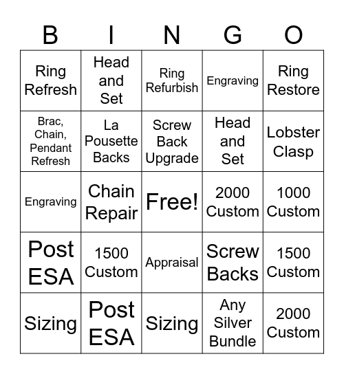 July Repairs Bingo Card