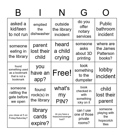 Library Bingo Card