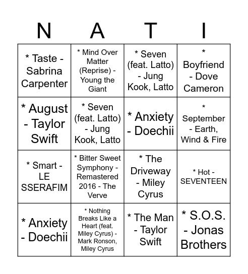 Untitled Bingo Card