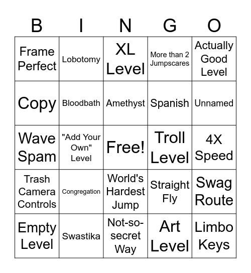 Recent Tab Bingo Card