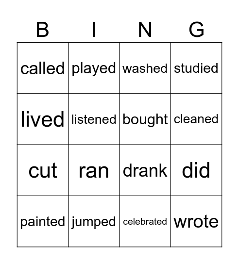 Simple Past Bingo Card