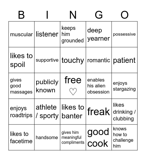 are you oikawa’s type? Bingo Card